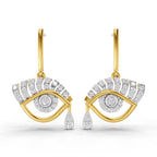 Lab Grown Diamond Earrings 0.72 Carat IGI Certified Round Shape F-G VS | 925 Sterling Silver Gold Plated Evil Eye Earrings