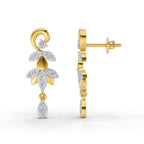 Lab Grown Diamond Earrings 0.49 Carat IGI Certified Round Shape F-G VS | 925 Sterling Silver Gold Plated Lotus Earrings