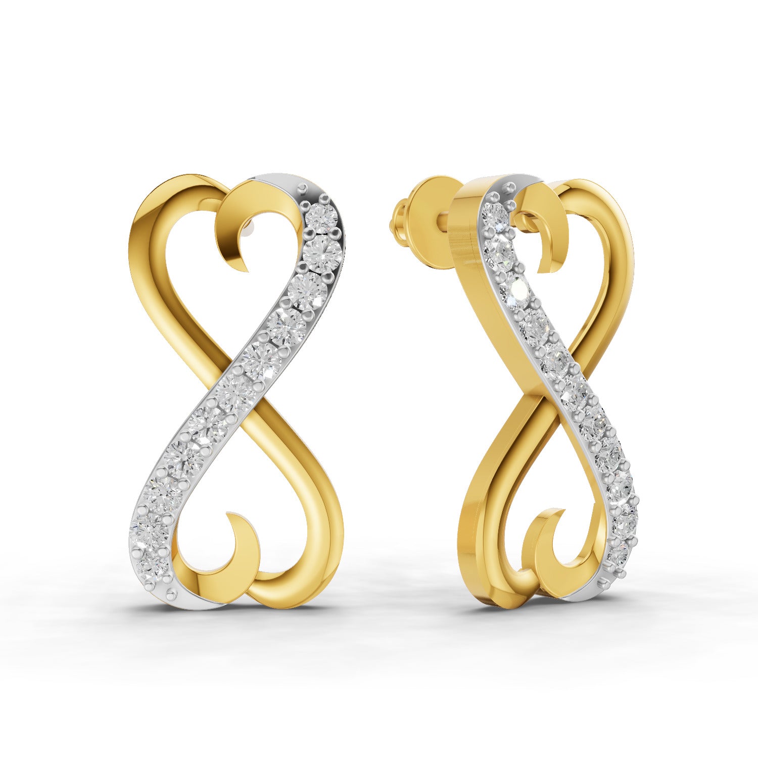 Lab Grown Diamond Earrings 0.35 Carat IGI Certified Round Shape F-G VS | 925 Sterling Silver Gold Plated Infinity Earrings