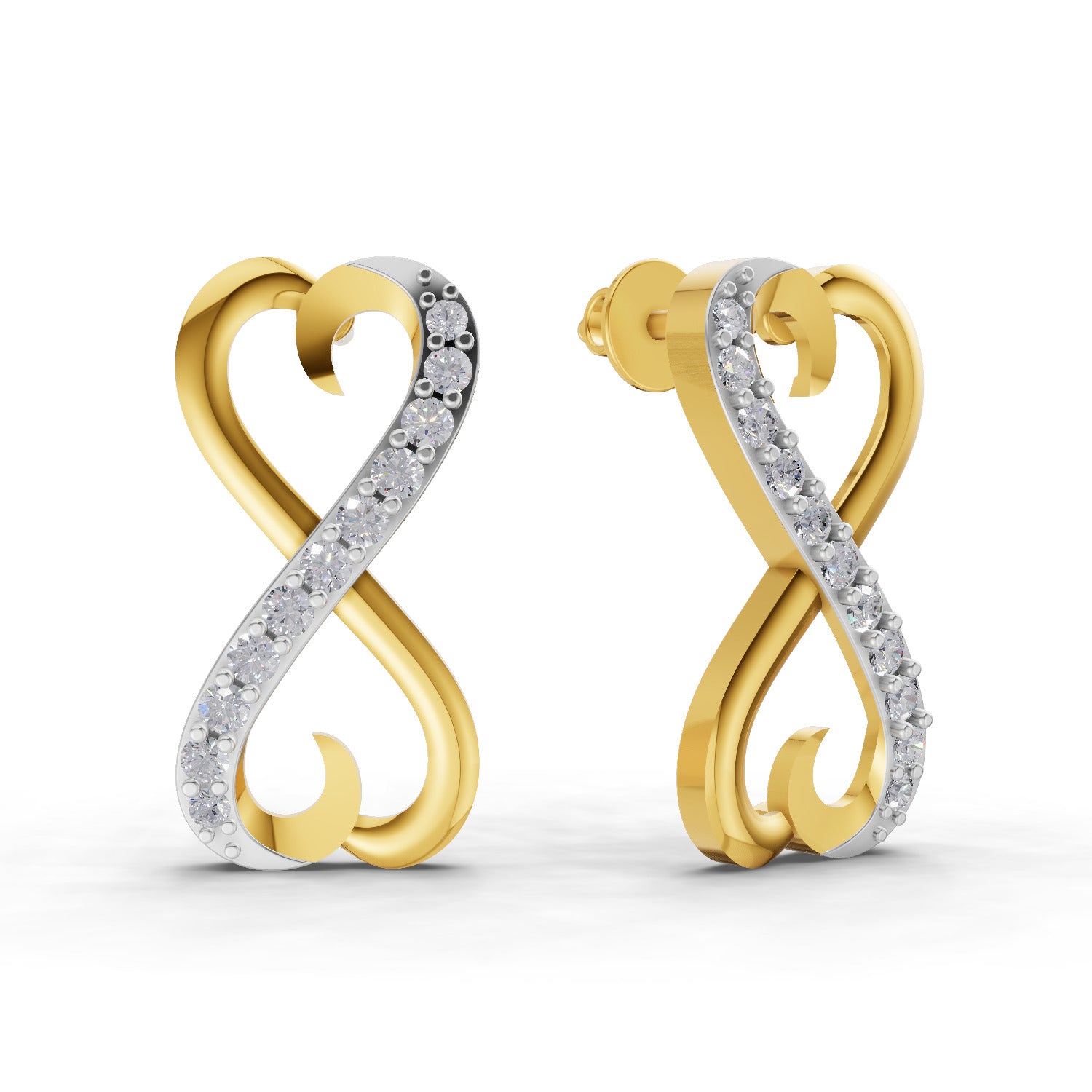 Lab Grown Diamond Earrings 0.35 Carat IGI Certified Round Shape F-G VS | 925 Sterling Silver Gold Plated Infinity Earrings