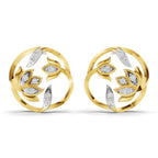 Lab Grown Diamond Earrings 0.18 Carat IGI Certified Round Shape F-G VS | 925 Sterling Silver Yellow Gold Plated Lotus Earrings