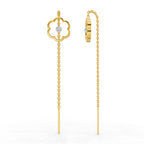 Lab Grown Diamond Earrings 0.1 Carat IGI Certified Round Shape 925 Sterling Silver Yellow Gold Plated Flora Shine Threader Earrings