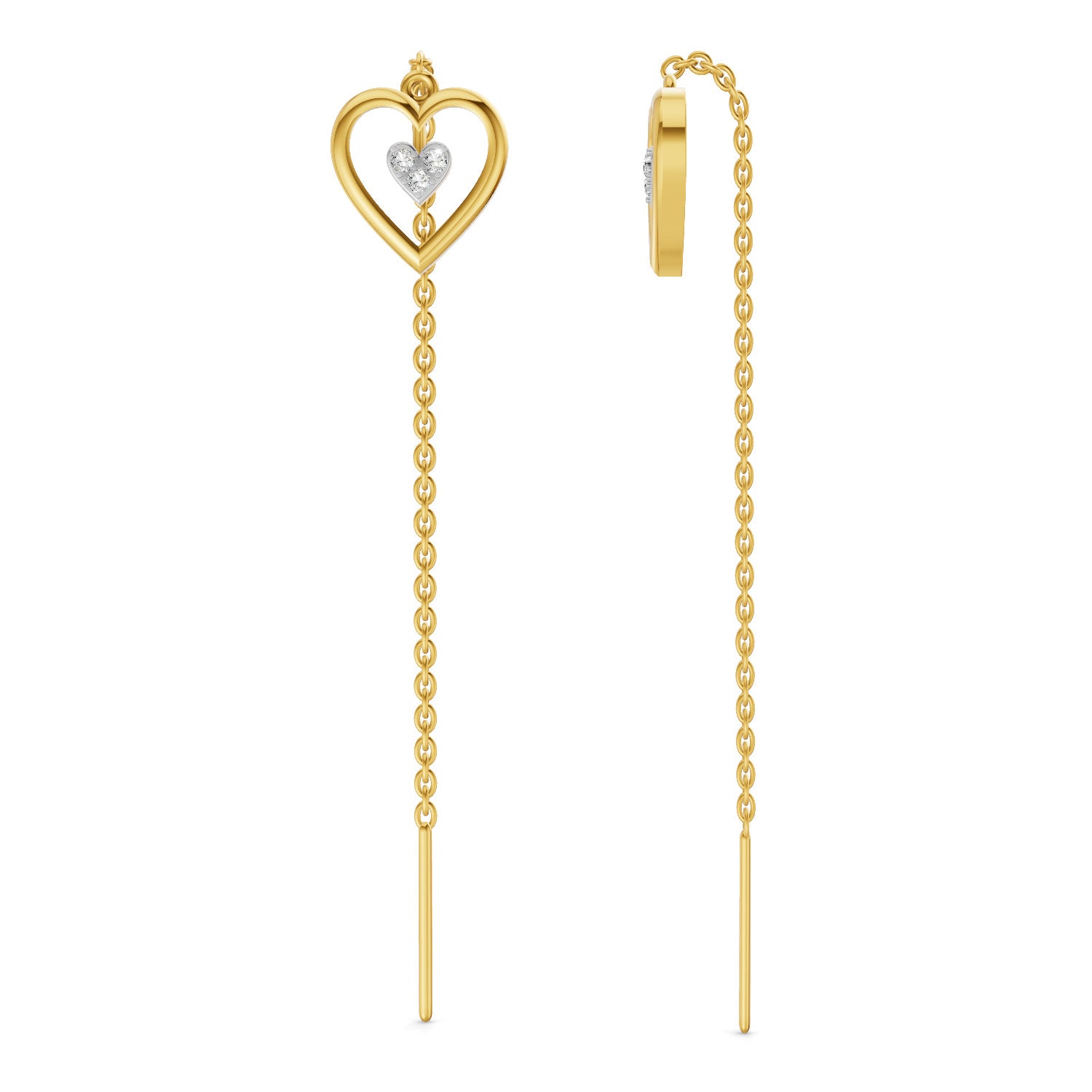 Lab Grown Diamond Earrings 0.07 Carat Round Shape 925 Sterling Silver Yellow Gold Plated Earrings
