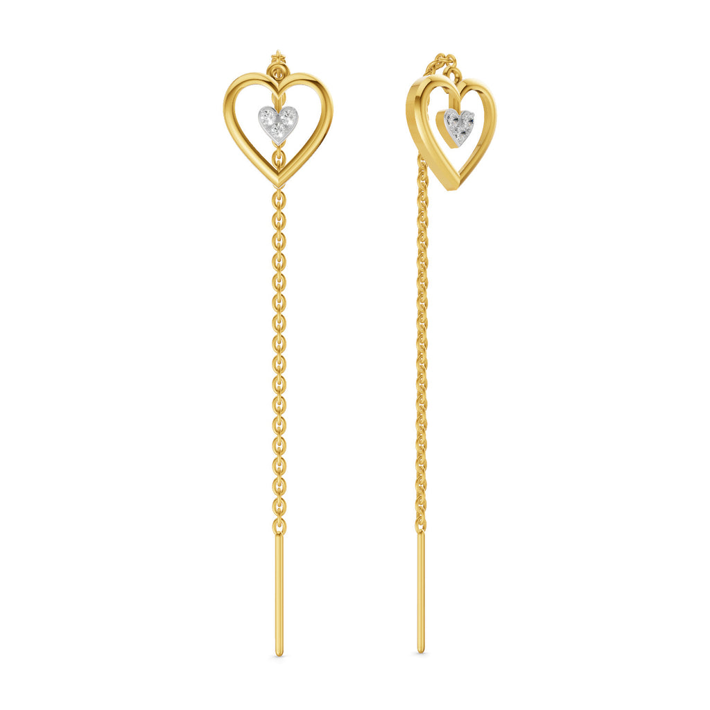 Lab Grown Diamond Earrings 0.07 Carat Round Shape 925 Sterling Silver Yellow Gold Plated Earrings
