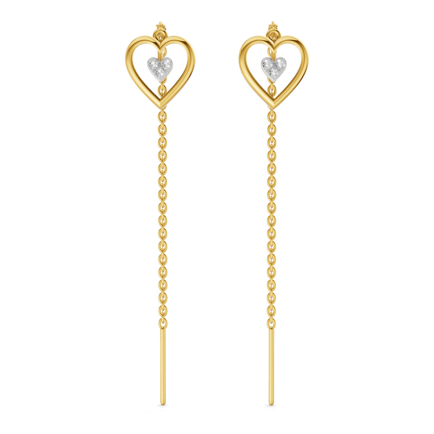 Lab Grown Diamond Earrings 0.07 Carat Round Shape 925 Sterling Silver Yellow Gold Plated Earrings