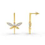 Lab Grown Diamond Earrings 0.19 Carat IGI Certified Round Shape 925 Sterling Silver Yellow Gold Plated Butterfly Earrings