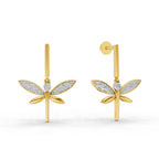 Lab Grown Diamond Earrings 0.19 Carat IGI Certified Round Shape 925 Sterling Silver Yellow Gold Plated Butterfly Earrings