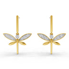 Lab Grown Diamond Earrings 0.19 Carat IGI Certified Round Shape 925 Sterling Silver Yellow Gold Plated Butterfly Earrings