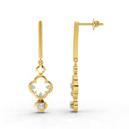 Lab Grown Diamond Earrings 0.22 Carat IGI Certified Round Shape 925 Sterling Silver Yellow Gold Plated Floral Earrings