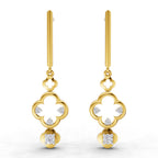 Lab Grown Diamond Earrings 0.22 Carat IGI Certified Round Shape 925 Sterling Silver Yellow Gold Plated Floral Earrings