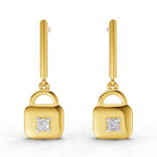 Lab Grown Diamond Earrings 0.08 Carat Round Shape 925 Sterling Silver Yellow Gold Plated Earrings
