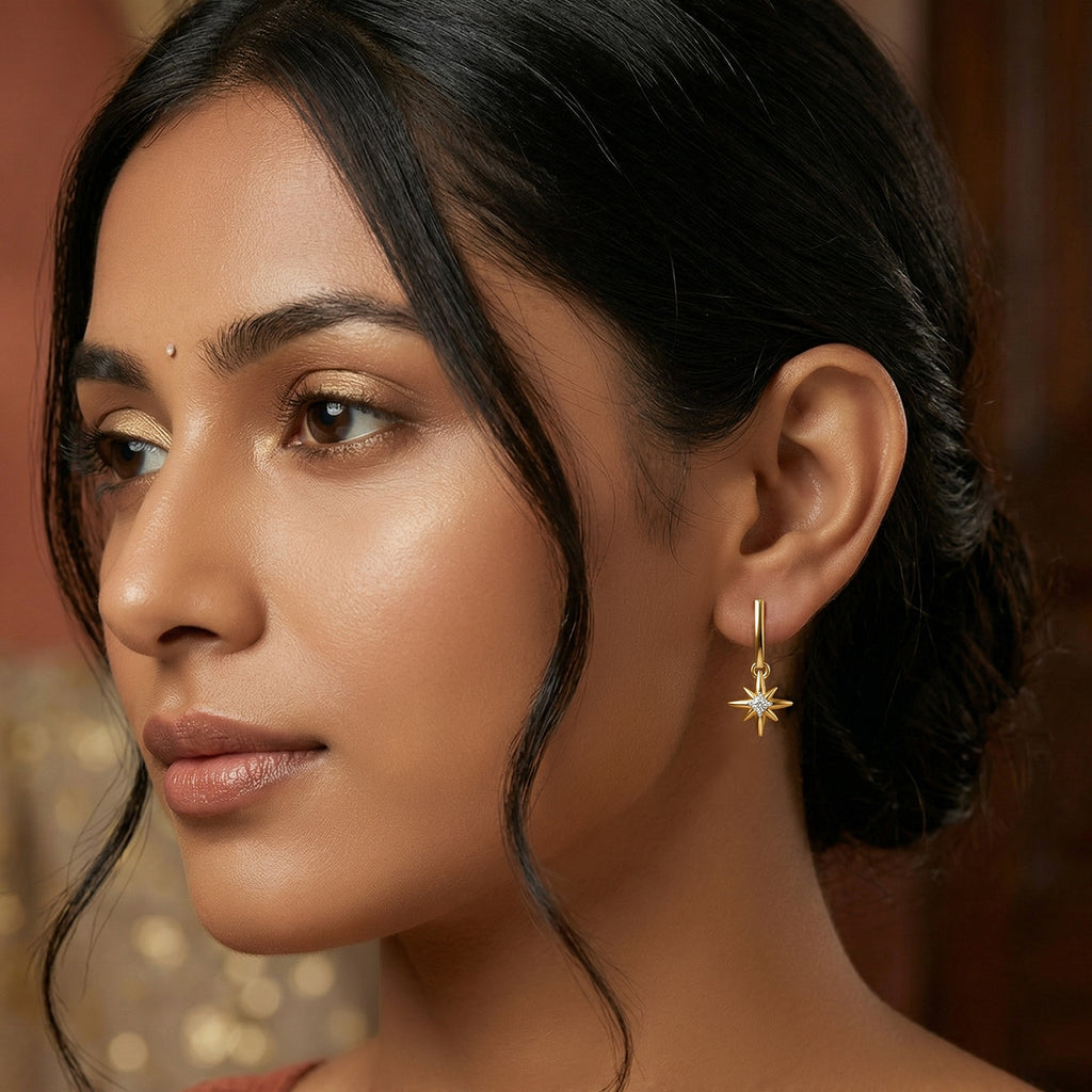 Sparq 0.07ct Minimal Celestial Diamond Star Threader Earrings