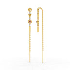Lab Grown Diamond Earrings 0.07 Carat Round Shape 925 Sterling Silver Yellow Gold Plated Love Threader Earrings