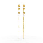 Lab Grown Diamond Earrings 0.07 Carat Round Shape 925 Sterling Silver Yellow Gold Plated Love Threader Earrings