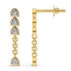 Lab Grown 0.08 Carat Round Shape 925 Sterling Silver Gold Plated Diamond Trinity Earrings