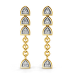 Lab Grown 0.08 Carat Round Shape 925 Sterling Silver Gold Plated Diamond Trinity Earrings