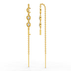 Lab Grown Diamond Earrings 0.07 Carat Round Shape 925 Sterling Silver Yellow Gold Plated COOL Threader Earrings