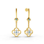 Lab Grown Diamond Earrings 0.17 Carat IGI Certified Round Shape 925 Sterling Silver Gold Plated Clover Dangle Stud Earrings