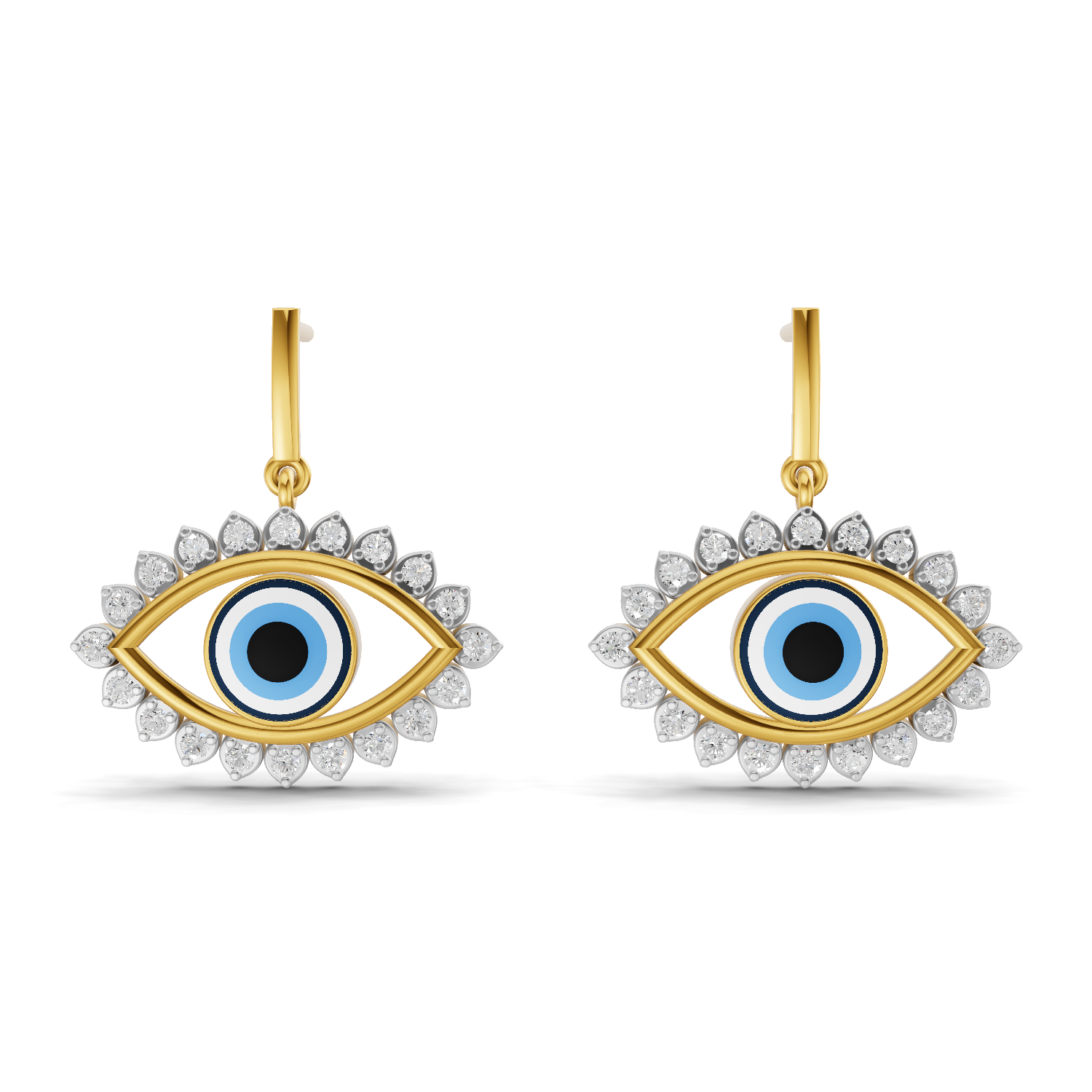Lab Grown Diamond Earrings 0.72 Carat IGI Certified Round Shape F-G VS Quality| 925 Sterling Silver Gold Plated Diamond Evil Eye drop Earrings