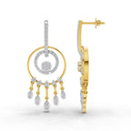 Lab Grown Diamond Earrings 1.4 Carat IGI Certified Round Shape F-G VS | 925 Sterling Silver Yellow Gold Plated Dream Catcher Earrings