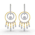 Lab Grown Diamond Earrings 1.4 Carat IGI Certified Round Shape F-G VS | 925 Sterling Silver Yellow Gold Plated Dream Catcher Earrings