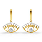 Lab Grown Diamond Earrings 0.74 Carat IGI Certified Round Shape F-G VS | 925 Sterling Silver Gold Plated Evil Eye Earrings