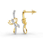 Lab Grown Diamond Earrings 0.37 Carat IGI Certified Round Shape F-G VS | 925 Sterling Silver Gold Plated Lotus Earrings