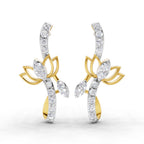 Lab Grown Diamond Earrings 0.37 Carat IGI Certified Round Shape F-G VS | 925 Sterling Silver Gold Plated Lotus Earrings