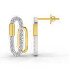 Lab Grown Diamond Earrings 0.48 Carat IGI Certified Round Shape F-G VS | 925 Sterling Silver Gold Plated Fashion Earrings