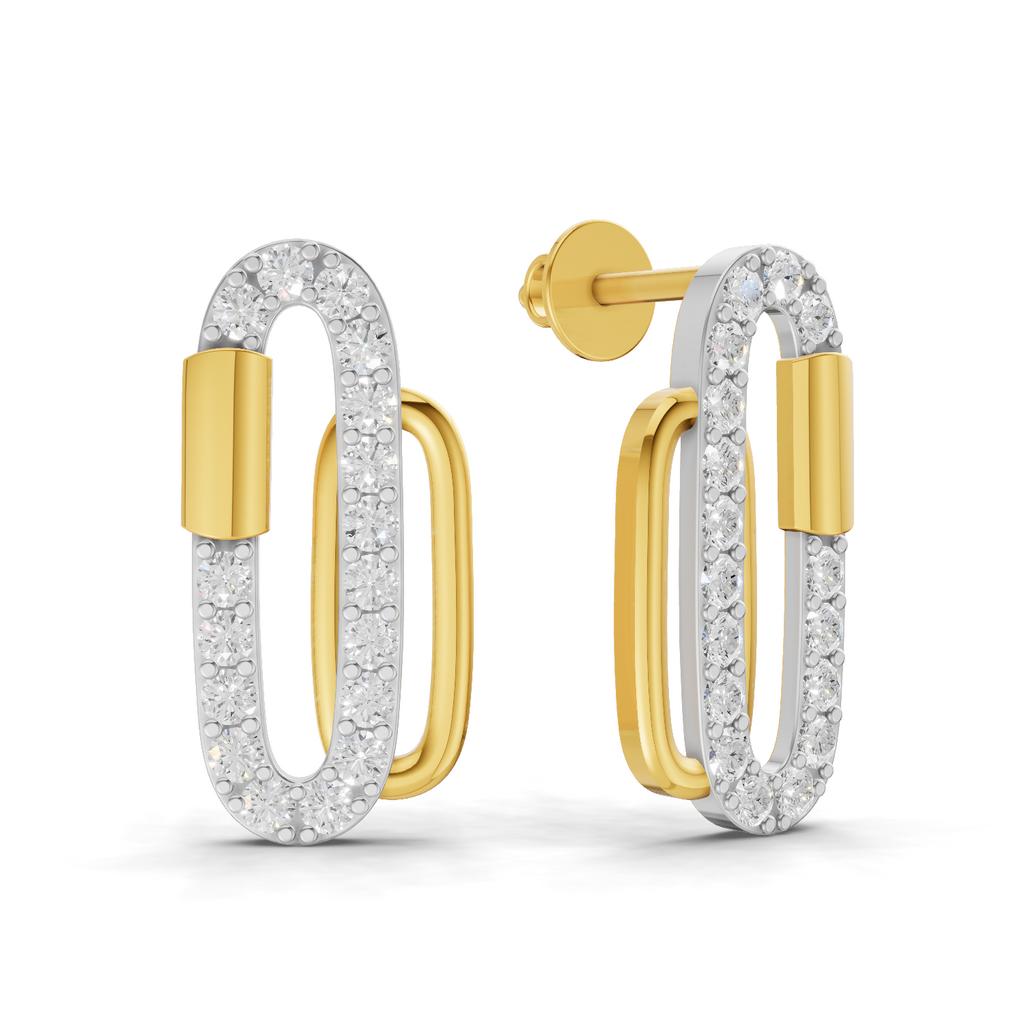 Lab Grown Diamond Earrings 0.48 Carat IGI Certified Round Shape F-G VS | 925 Sterling Silver Gold Plated Fashion Earrings