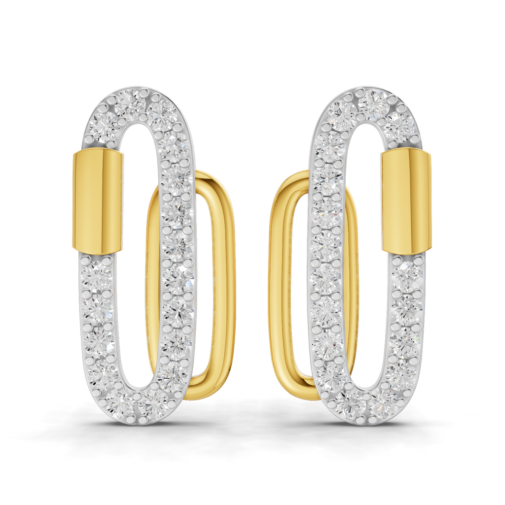 Lab Grown Diamond Earrings 0.48 Carat IGI Certified Round Shape F-G VS | 925 Sterling Silver Gold Plated Fashion Earrings