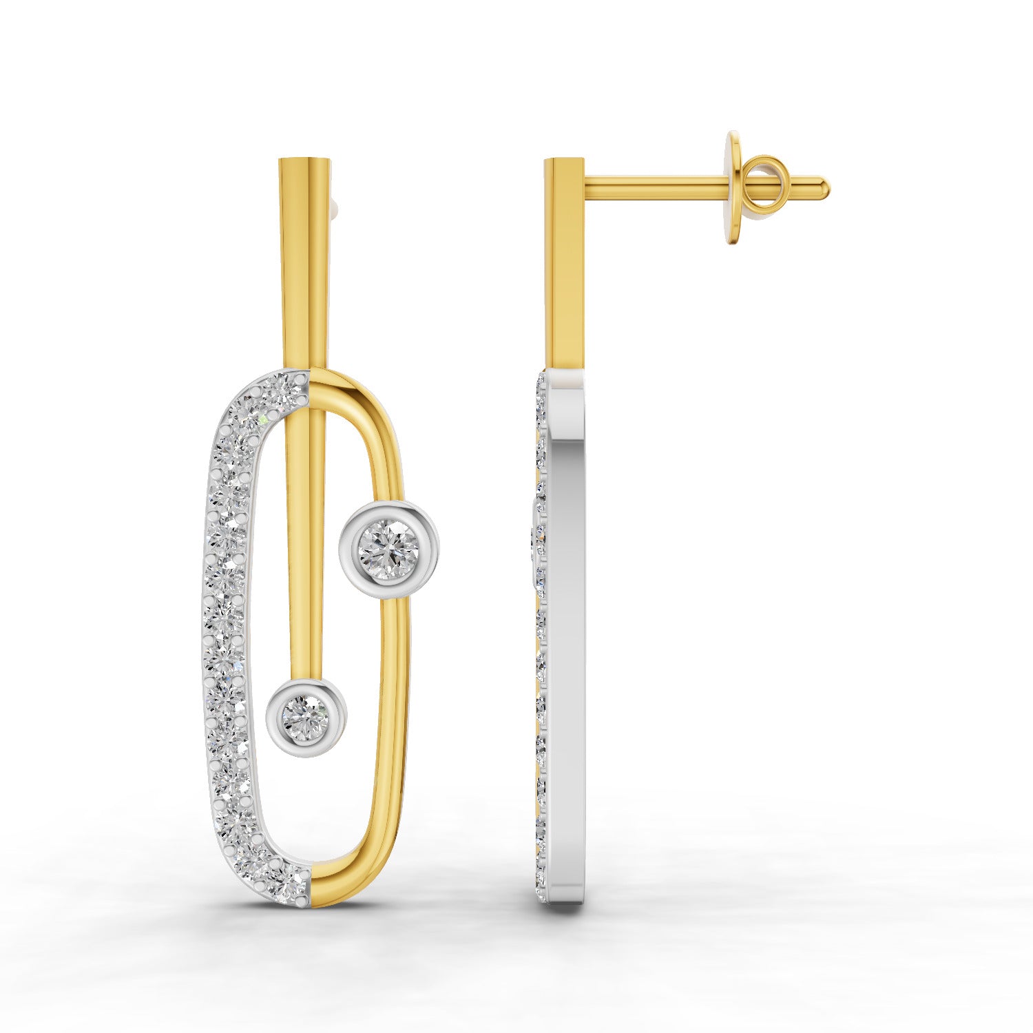 Lab Grown Diamond Earrings 0.59 Carat IGI Certified Round Shape F-G VS | 925 Sterling Silver Gold Plated Fashion Earrings
