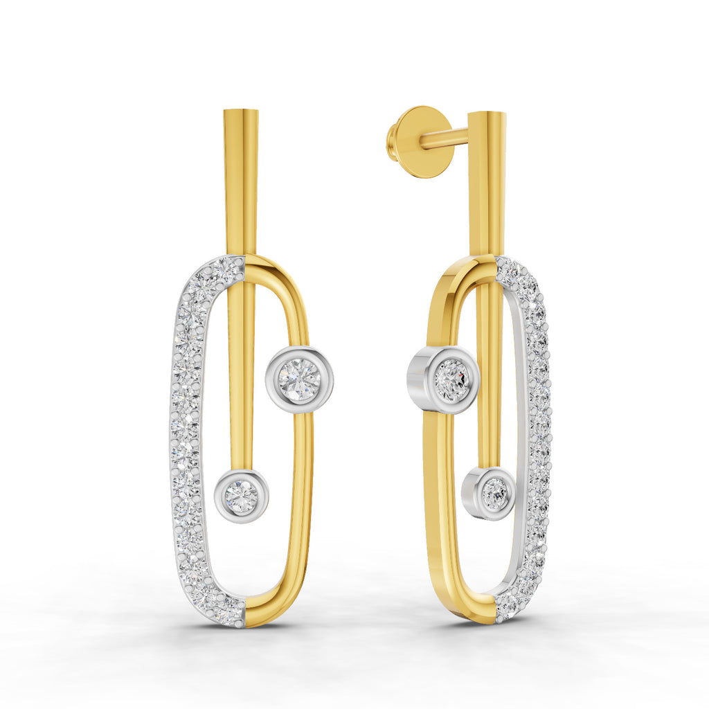 Lab Grown Diamond Earrings 0.59 Carat IGI Certified Round Shape F-G VS | 925 Sterling Silver Gold Plated Fashion Earrings