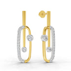 Lab Grown Diamond Earrings 0.59 Carat IGI Certified Round Shape F-G VS | 925 Sterling Silver Gold Plated Fashion Earrings
