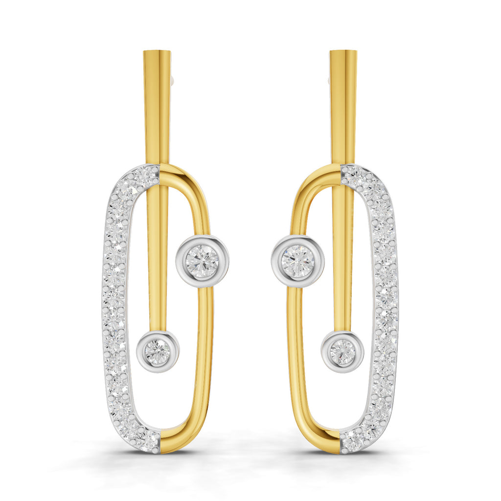 Lab Grown Diamond Earrings 0.59 Carat IGI Certified Round Shape F-G VS | 925 Sterling Silver Gold Plated Fashion Earrings