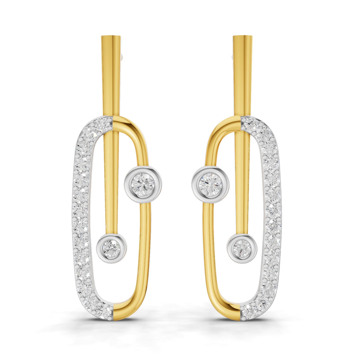 Lab Grown Diamond Earrings 0.59 Carat IGI Certified Round Shape F-G VS | 925 Sterling Silver Gold Plated Fashion Earrings