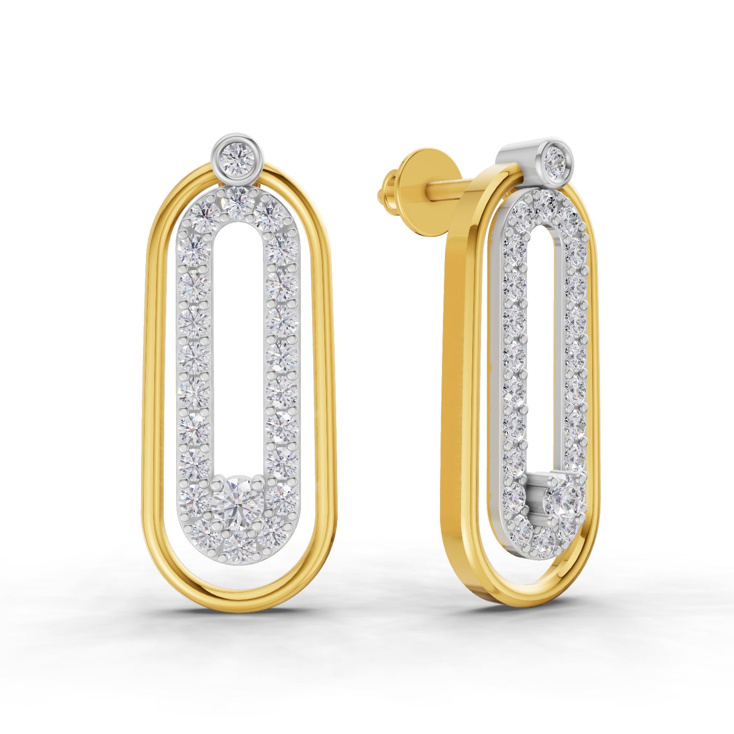 Lab Grown Diamond Earrings 0.67 Carat IGI Certified Round Shape F-G VS | 925 Sterling Silver Gold Plated Fashion Earrings