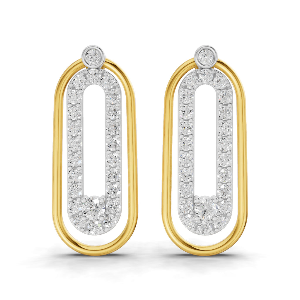 Lab Grown Diamond Earrings 0.67 Carat IGI Certified Round Shape F-G VS | 925 Sterling Silver Gold Plated Fashion Earrings