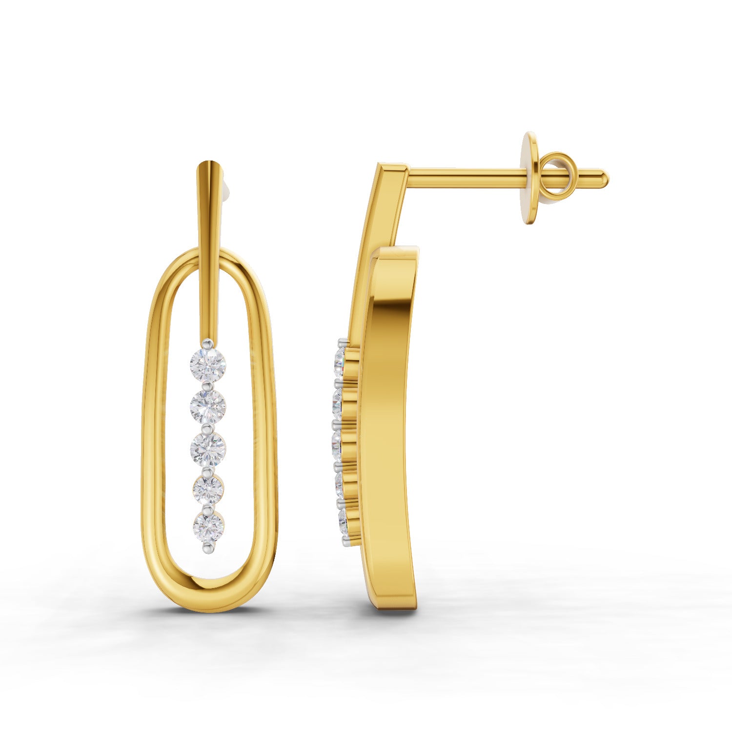 Lab Grown Diamond Earrings 0.16 Carat IGI Certified Round Shape F-G VS | 925 Sterling Silver Gold Plated Fashion Earrings