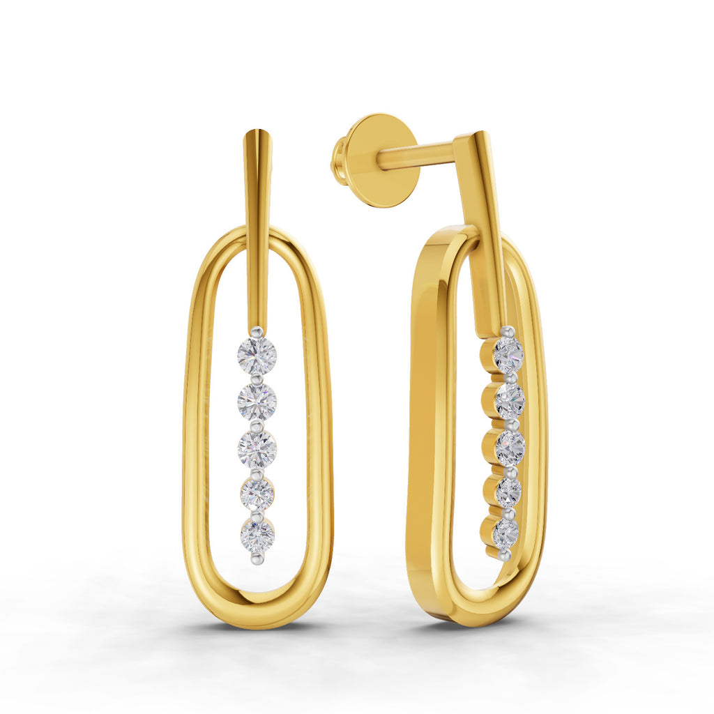 Lab Grown Diamond Earrings 0.16 Carat IGI Certified Round Shape F-G VS | 925 Sterling Silver Gold Plated Fashion Earrings