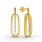 Lab Grown Diamond Earrings 0.16 Carat IGI Certified Round Shape F-G VS | 925 Sterling Silver Gold Plated Fashion Earrings