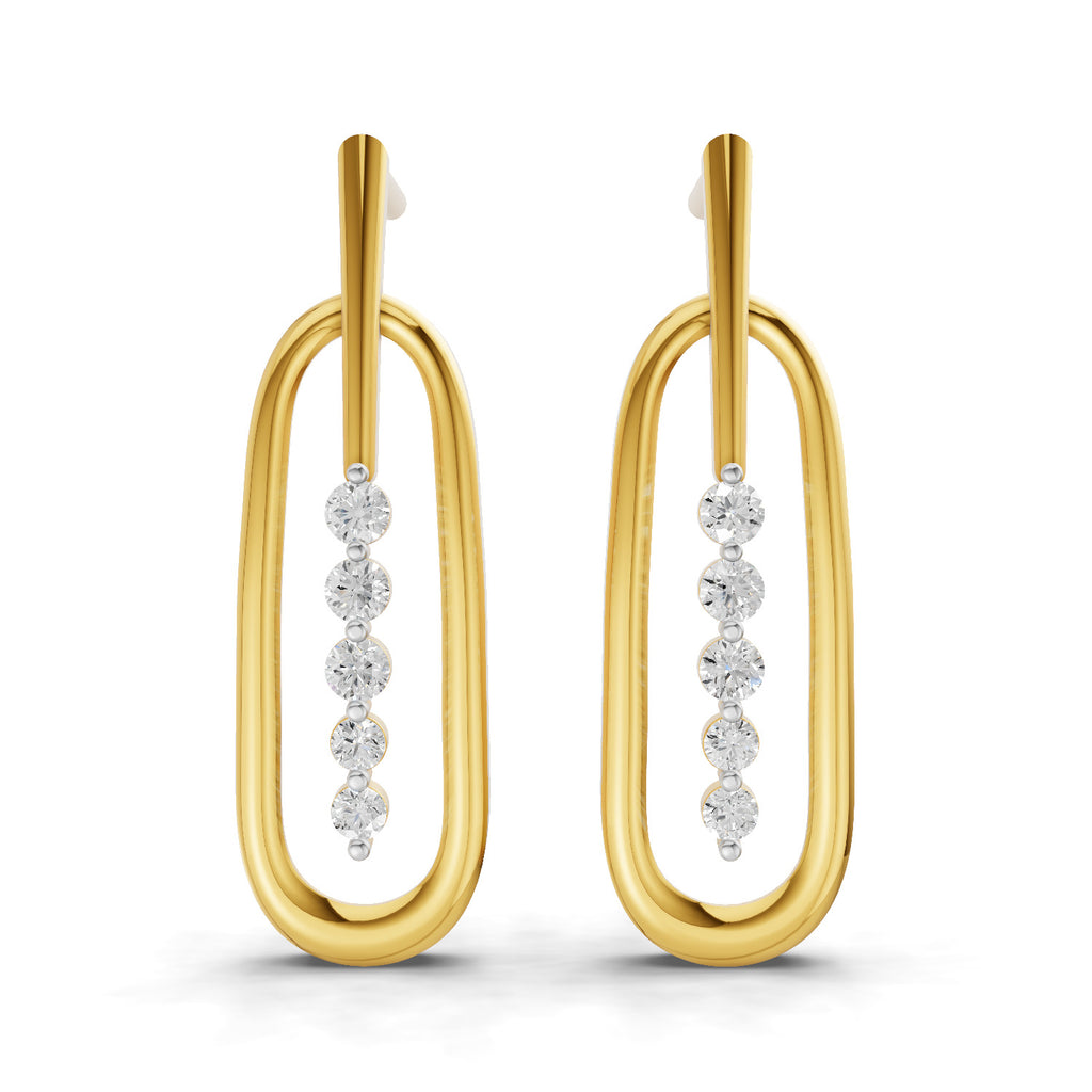 Lab Grown Diamond Earrings 0.16 Carat IGI Certified Round Shape F-G VS | 925 Sterling Silver Gold Plated Fashion Earrings