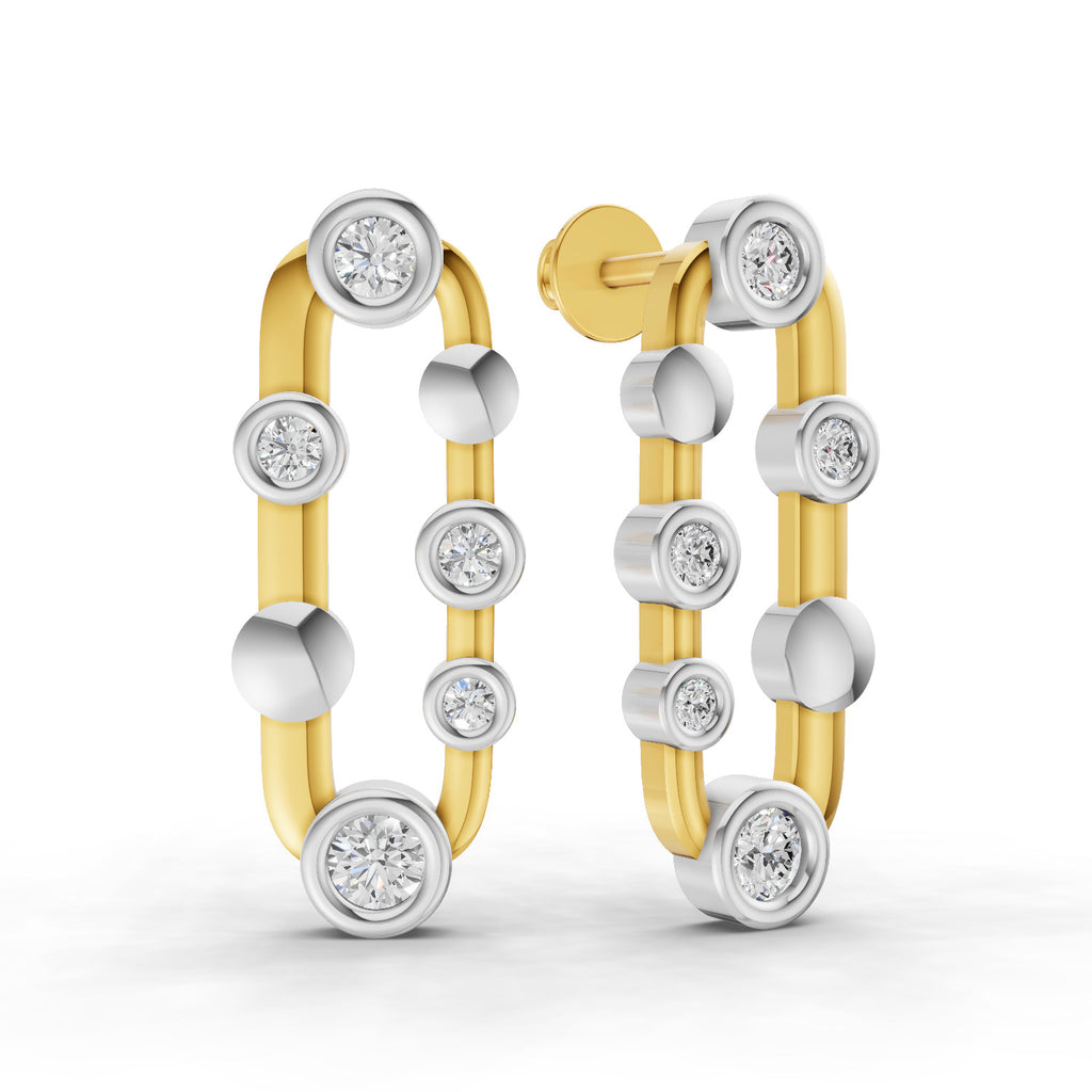 Lab Grown Diamond Earrings 0.64 Carat IGI Certified Round Shape F-G VS | 925 Sterling Silver Gold Plated Fashion Earrings