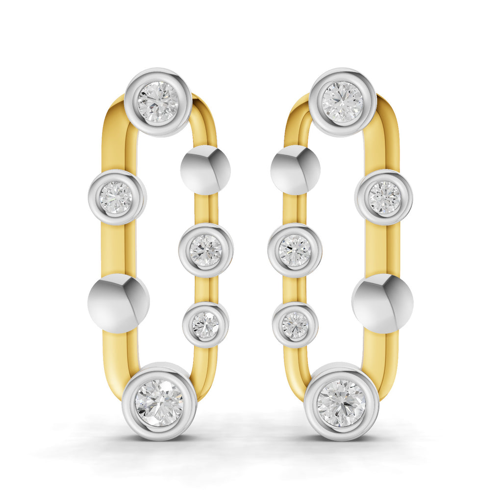 Lab Grown Diamond Earrings 0.64 Carat IGI Certified Round Shape F-G VS | 925 Sterling Silver Gold Plated Fashion Earrings