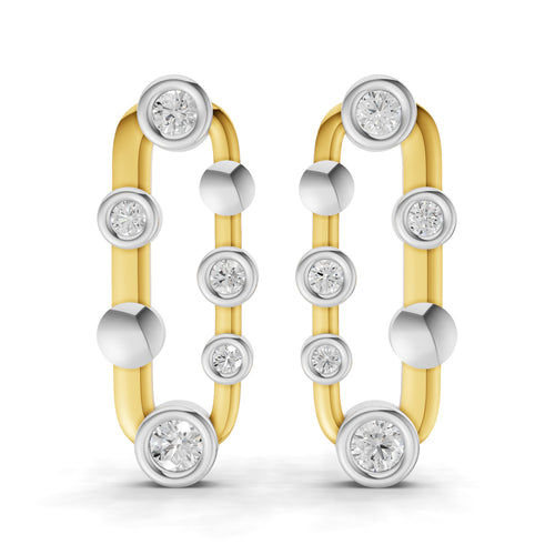 Lab Grown Diamond Earrings 0.64 Carat IGI Certified Round Shape F-G VS | 925 Sterling Silver Gold Plated Fashion Earrings