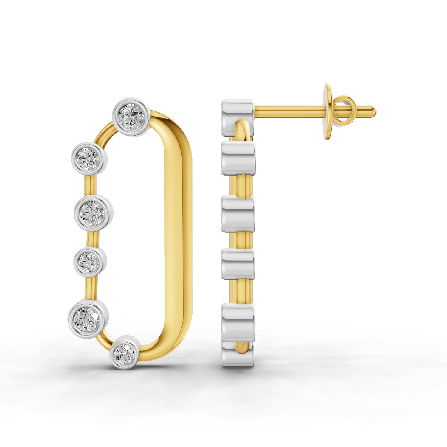Lab Grown Diamond Earrings 0.35 Carat IGI Certified Round Shape 925 Sterling Silver Gold Plated Oval Shape Stud Earrings
