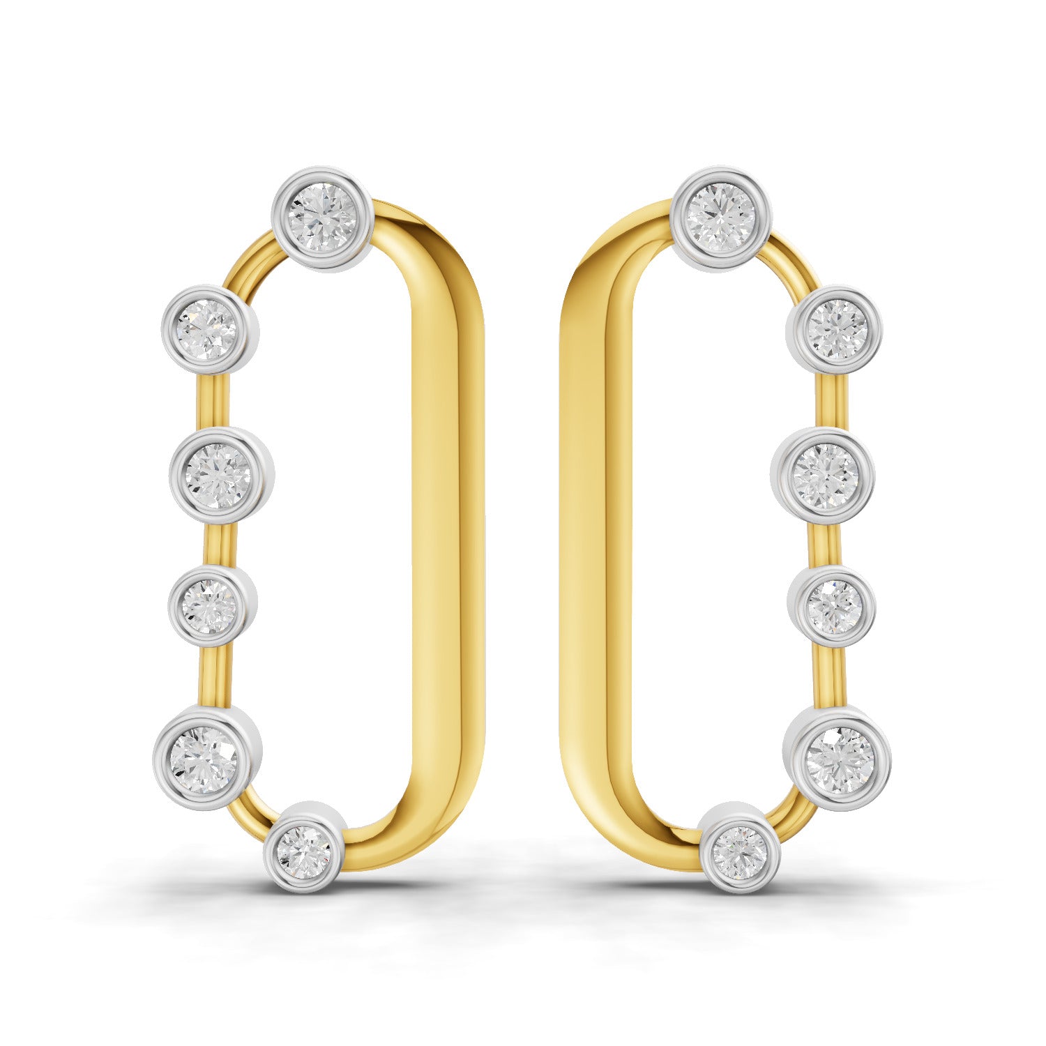 Lab Grown Diamond Earrings 0.35 Carat IGI Certified Round Shape 925 Sterling Silver Gold Plated Oval Shape Stud Earrings