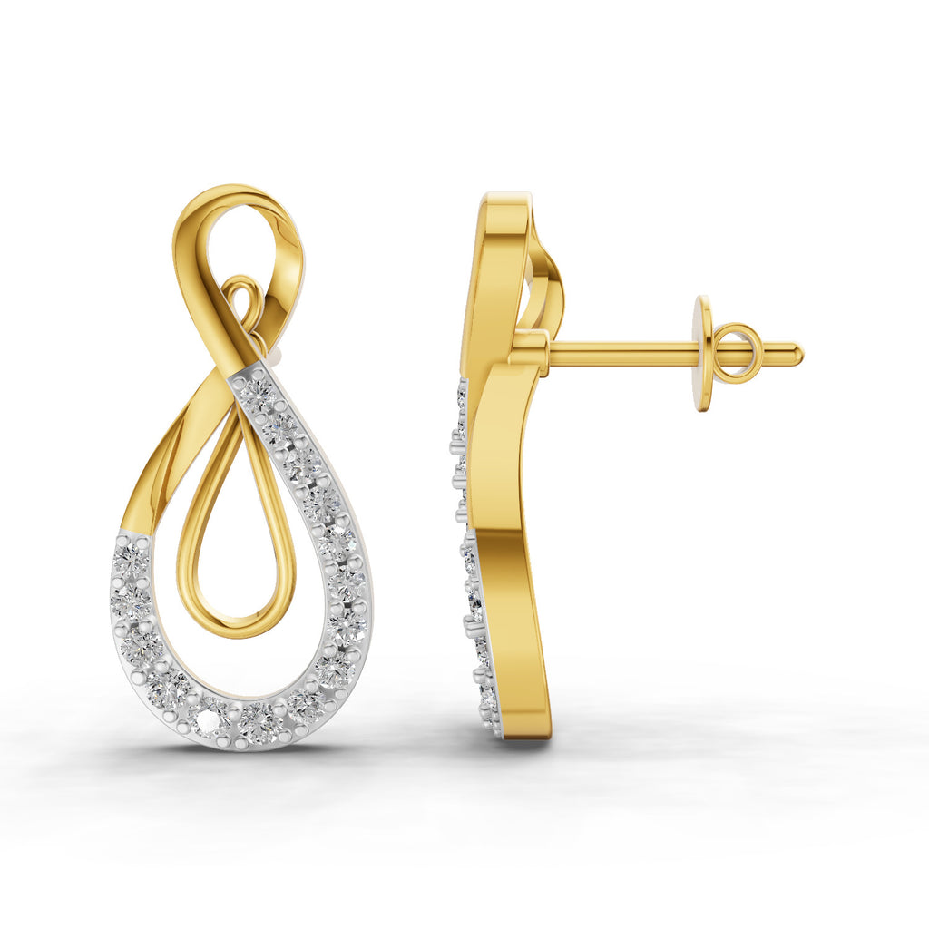 Lab Grown Diamond Earrings 0.43 Carat IGI Certified Round Shape F-G VS | 925 Sterling Silver Yellow Gold Plated Infinity Earrings