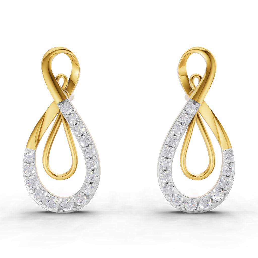 Lab Grown Diamond Earrings 0.43 Carat IGI Certified Round Shape F-G VS | 925 Sterling Silver Yellow Gold Plated Infinity Earrings