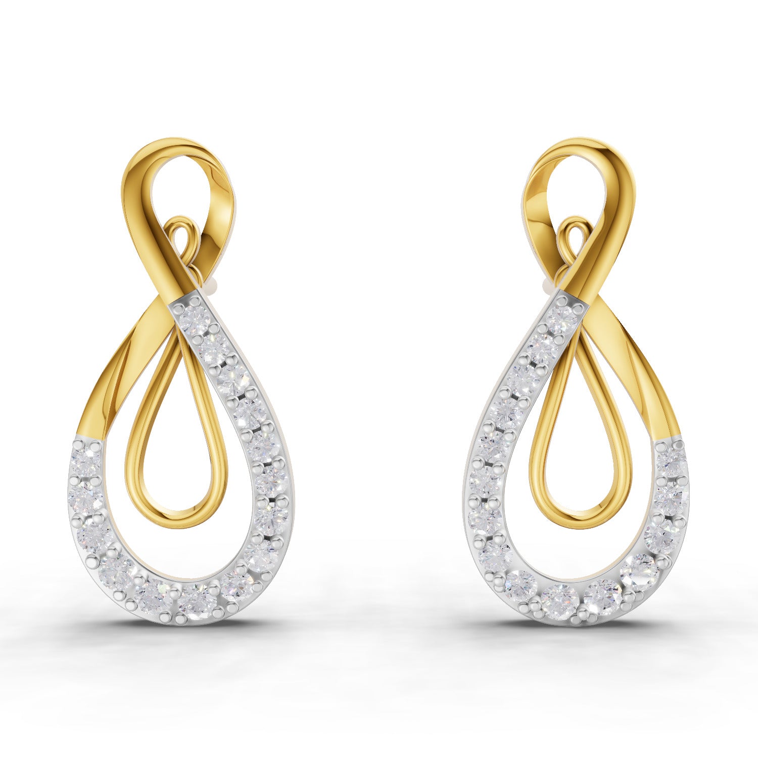 Lab Grown Diamond Earrings 0.43 Carat IGI Certified Round Shape F-G VS | 925 Sterling Silver Yellow Gold Plated Infinity Earrings